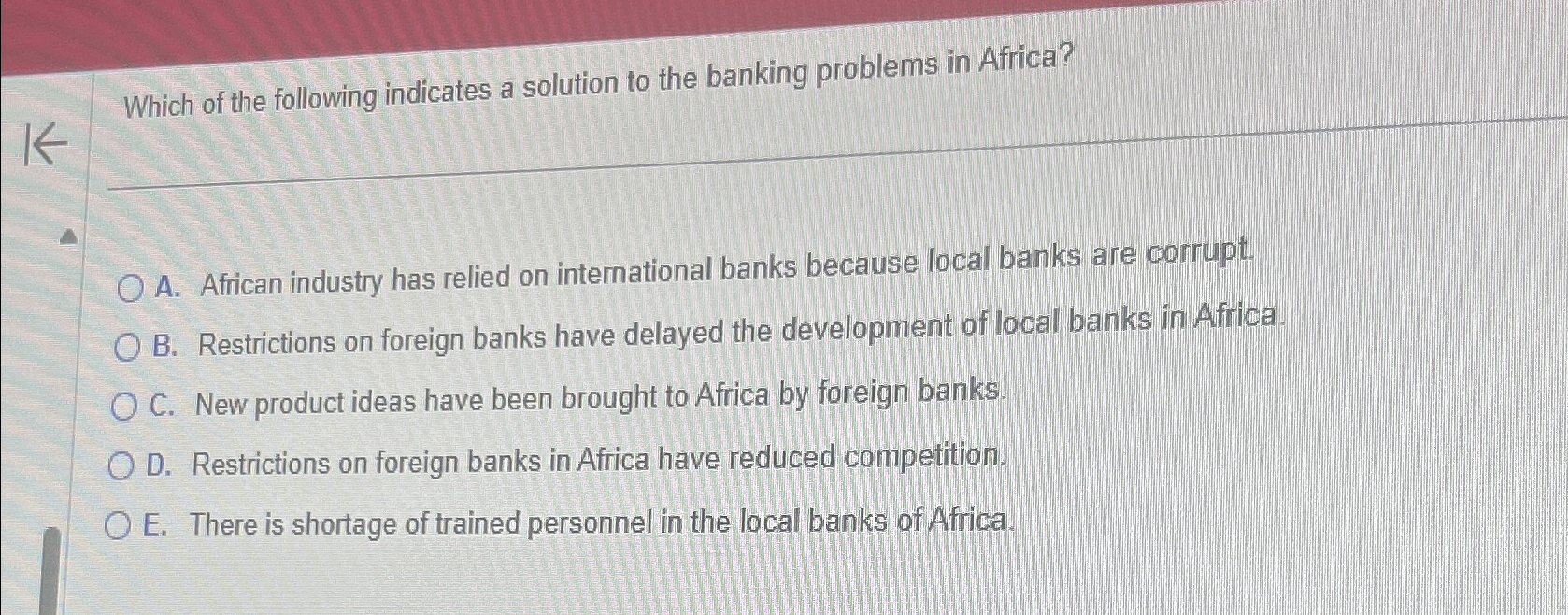 Solved Which of the following indicates a solution to the | Chegg.com