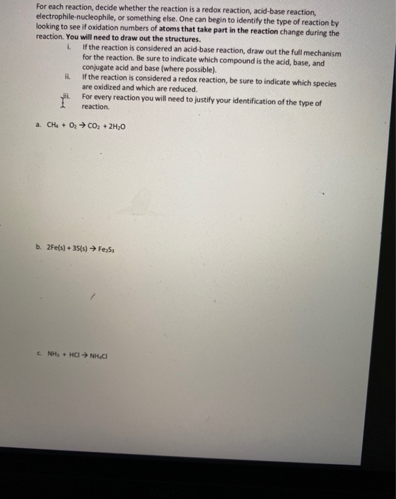 Solved For each reaction, decide whether the reaction is a | Chegg.com