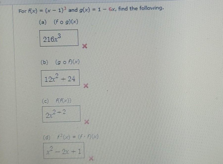 Solved For Rx) = (x - 1) and g(x) = 1 - 6x, find the | Chegg.com