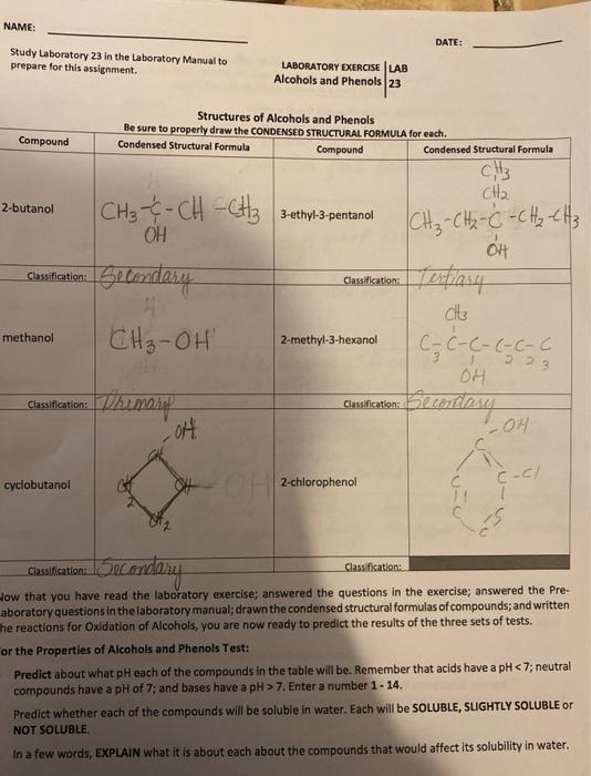 Solved NAME DATE Study Laboratory 23 in the Laboratory
