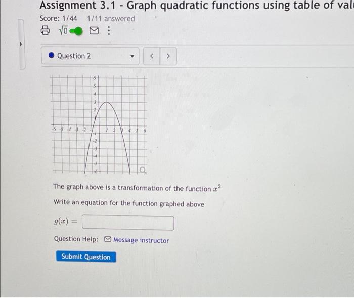 Solved Assignment 3.1 - Graph quadratic functions using | Chegg.com