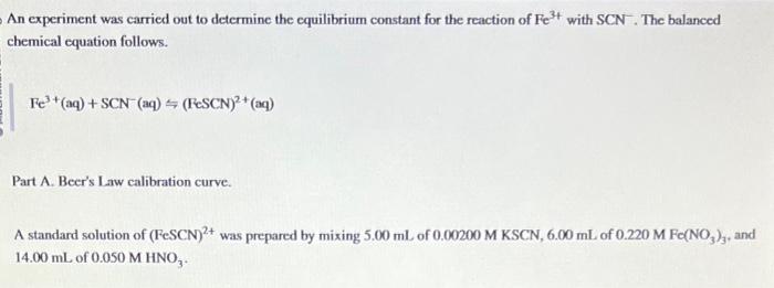 Solved An experiment was carried out to determine the | Chegg.com