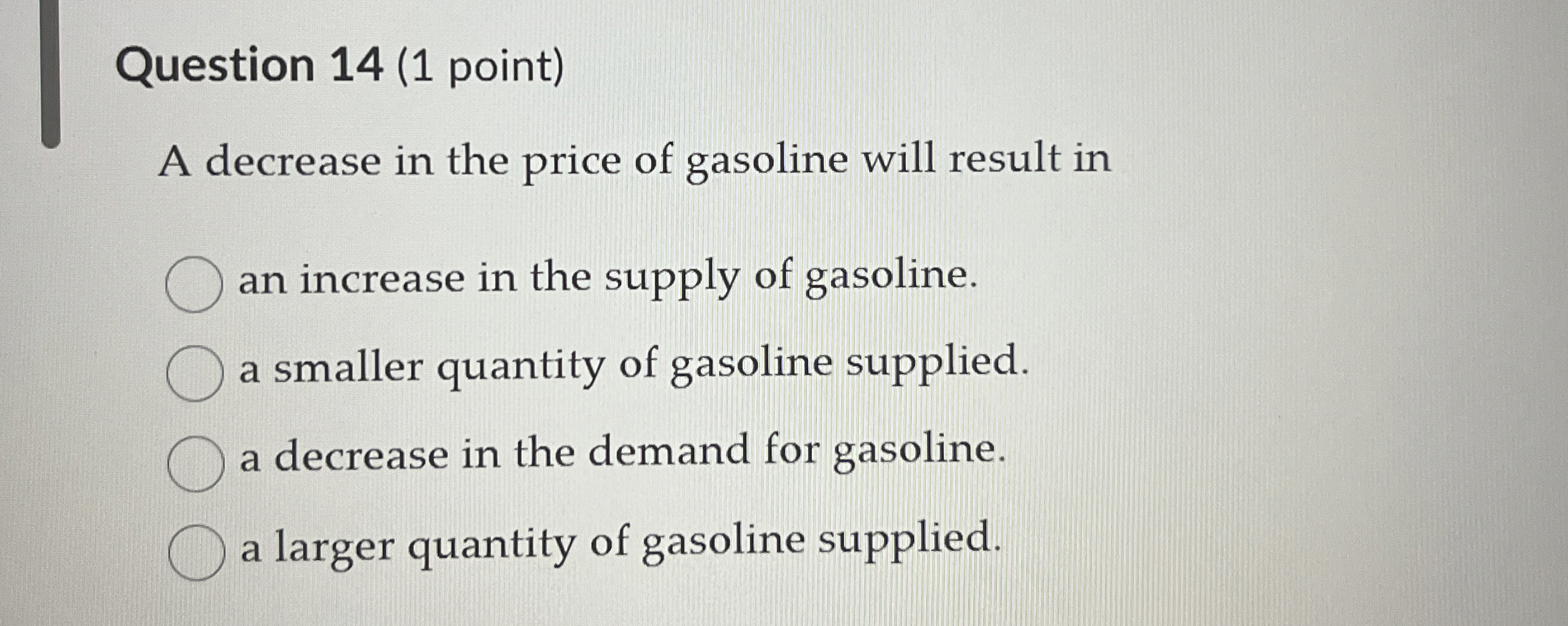 High Quality SOLUTION Question 14 (1 ﻿point)A decrease in the price of ...