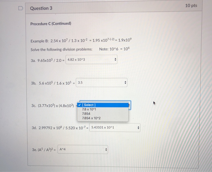 Solved 10 pts Question 3 Procedure C (Continued) Example B: | Chegg.com