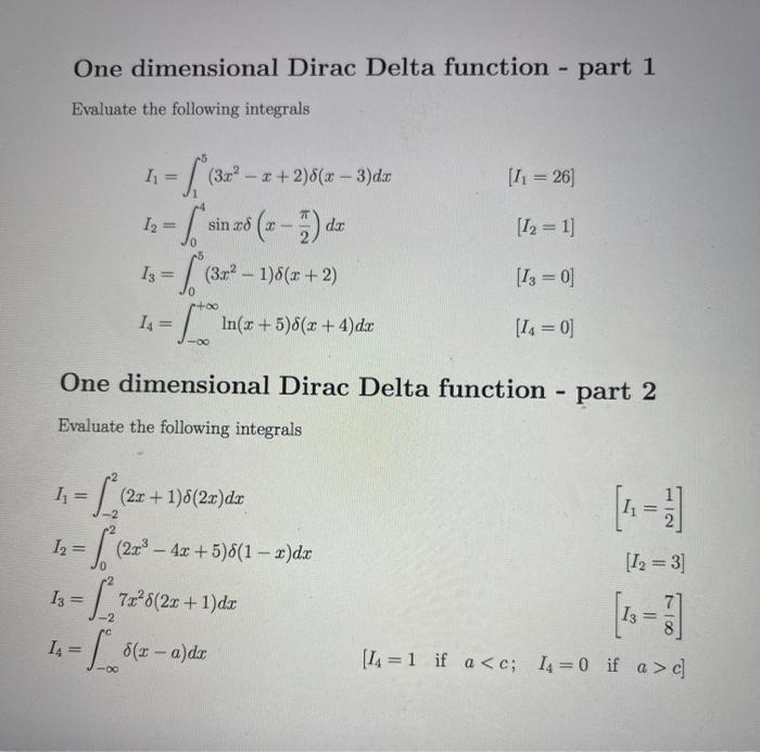 Solved One Dimensional Dirac Delta Function Part 1