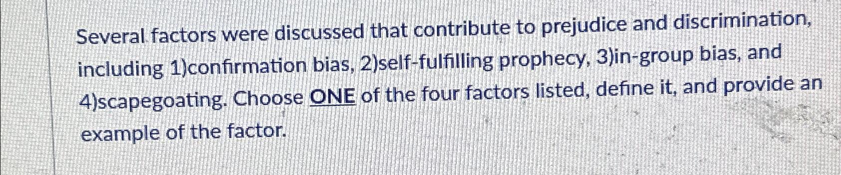 Solved Several factors were discussed that contribute to | Chegg.com