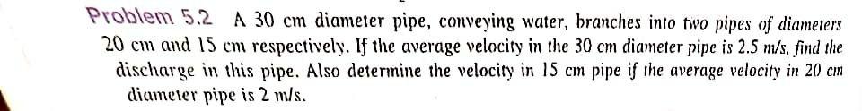 Solved Problem 5.2 A 30 cm diameter pipe, conveying water, | Chegg.com