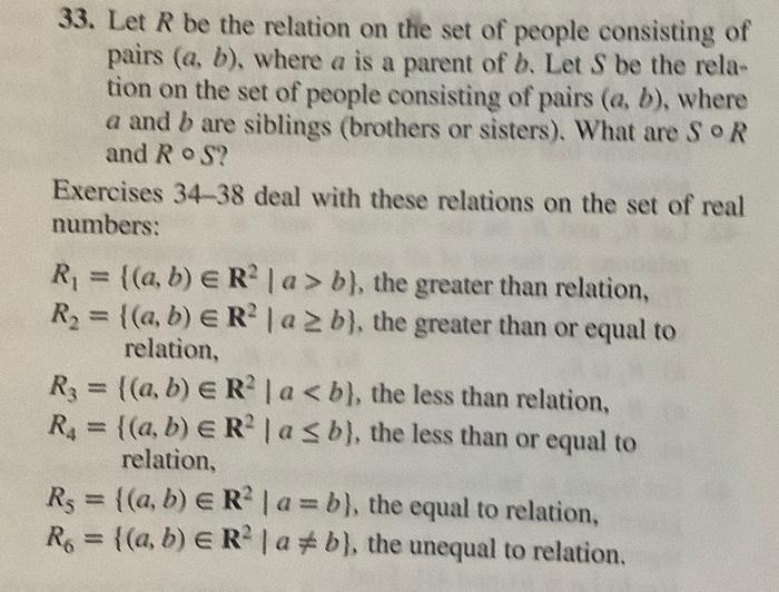 Solved 33. Let R be the relation on the set of people | Chegg.com