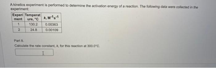 Solved A kinetics experiment is performed to determine the | Chegg.com