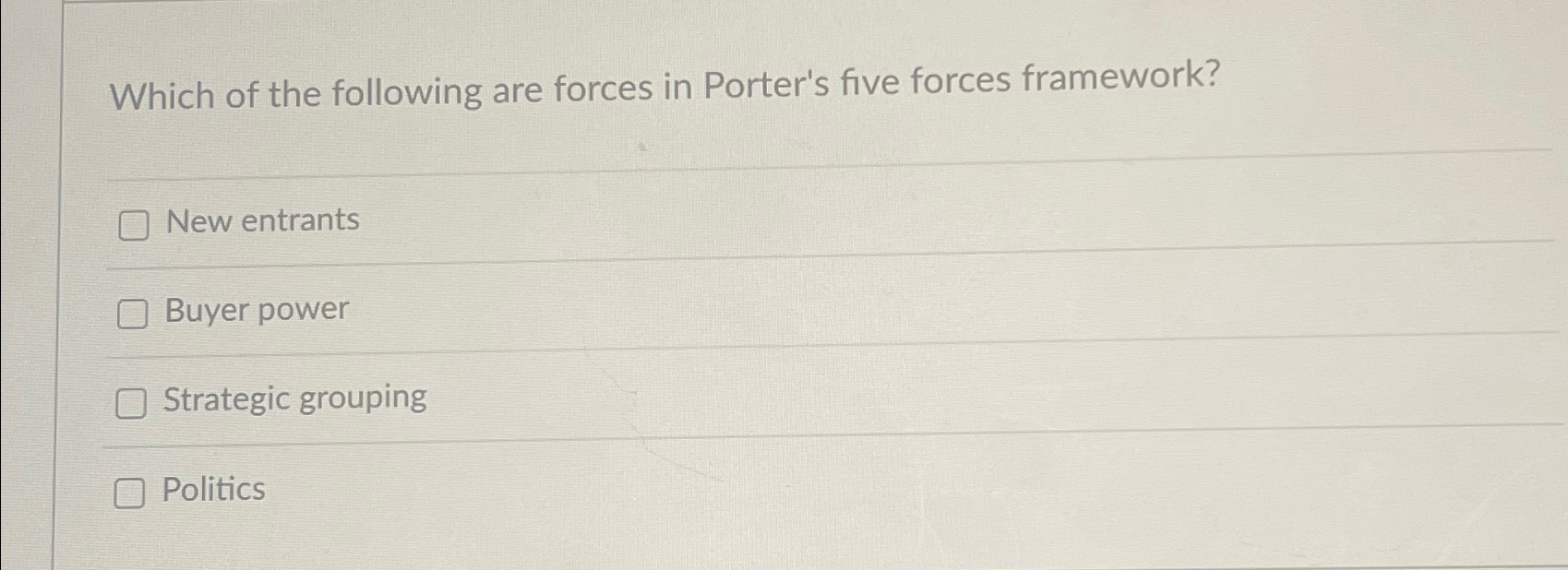 porter's 5 forces questions