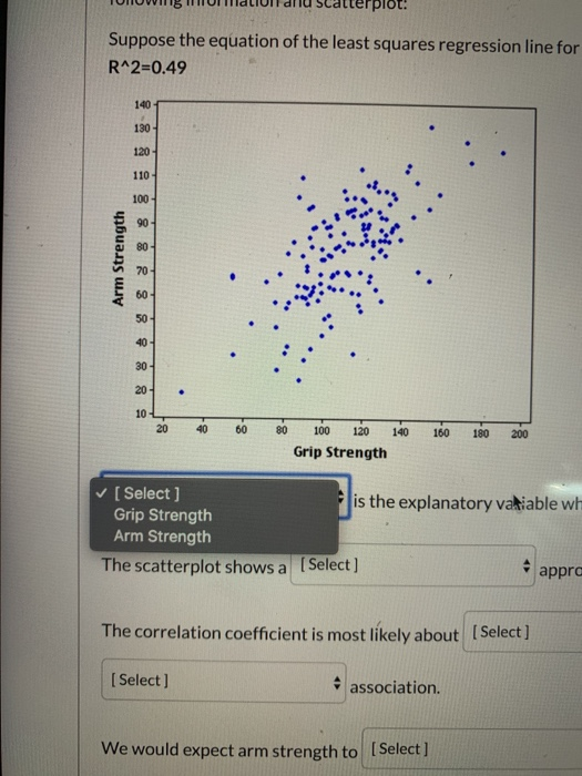 Solved The grip strength (in PSI) and arm strength (in LBS) | Chegg.com