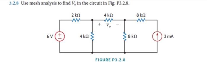 Solved 3.2.8 Use mesh analysis to find V, in the circuit in | Chegg.com