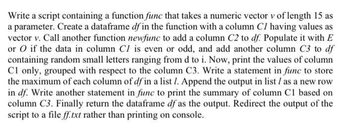 Solved Write a script containing a function func that takes | Chegg.com