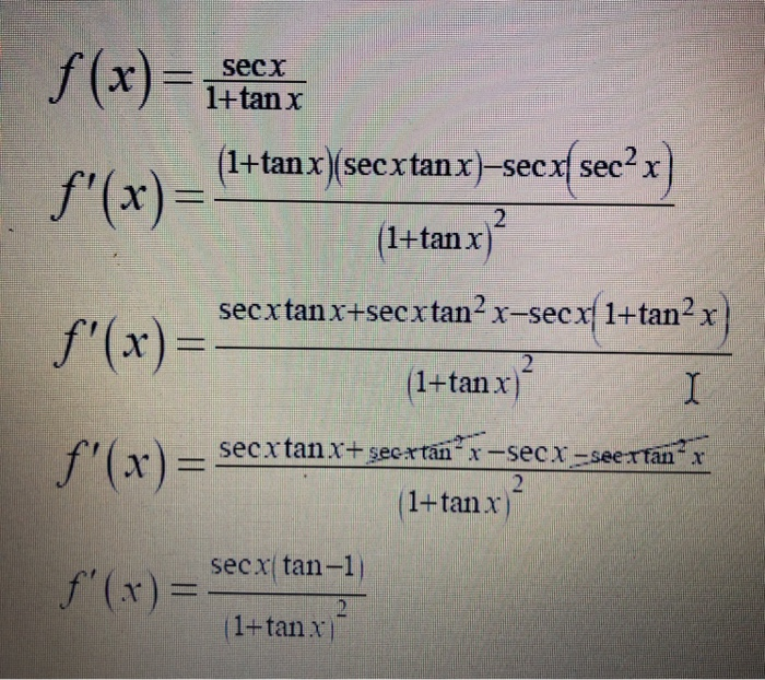 Solved Find The Derivative Of F X From The First Line The Chegg Com