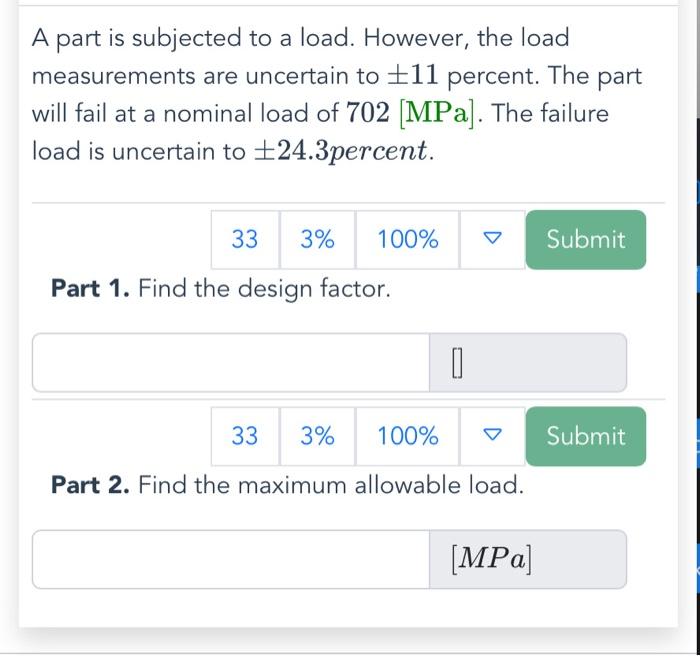 Solved A part is subjected to a load. However, the load | Chegg.com