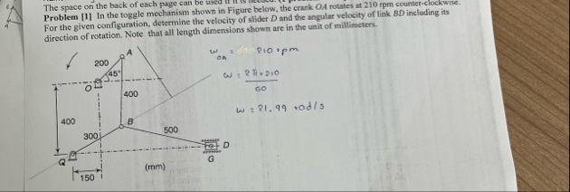 Problem [1] ﻿In the toggle mechanism shown in Figure | Chegg.com