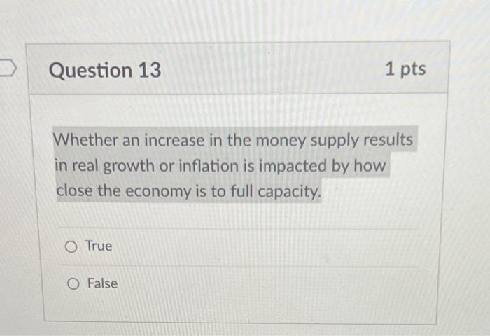 Solved Whether an increase in the money supply results in | Chegg.com
