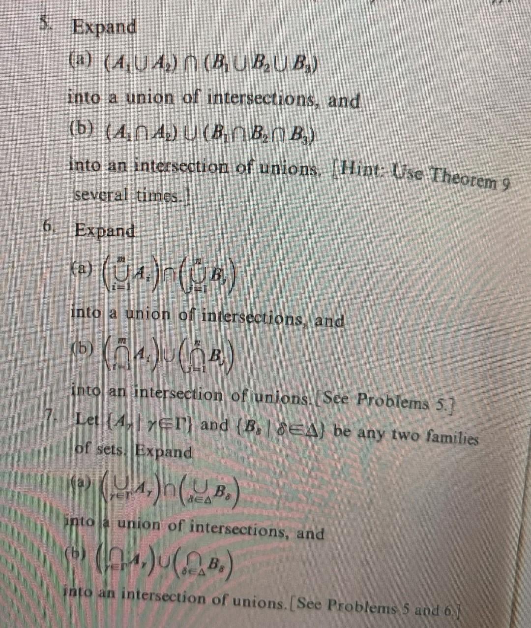 Solved 5. Expand (a) (A1∪A2)∩(B1∪B2∪B3) Into A Union Of | Chegg.com