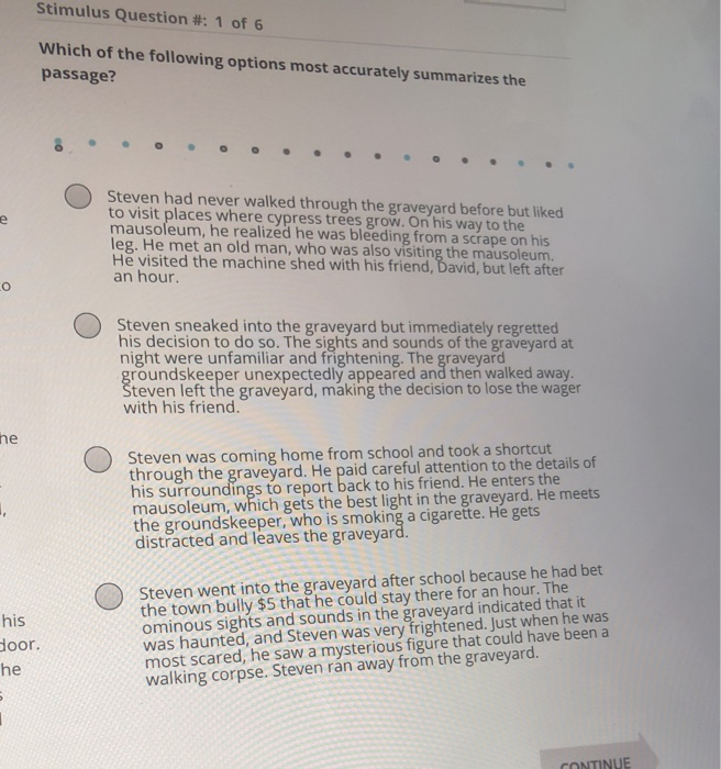 Stimulus Question 1 Of 6 Which Of The Following Chegg Com