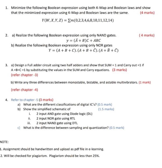 Solved 1. Minimize the following Boolean expression using | Chegg.com