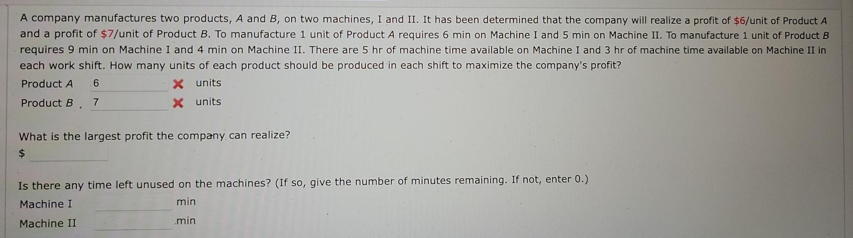 Solved A company manufactures two products, A and B, on two | Chegg.com