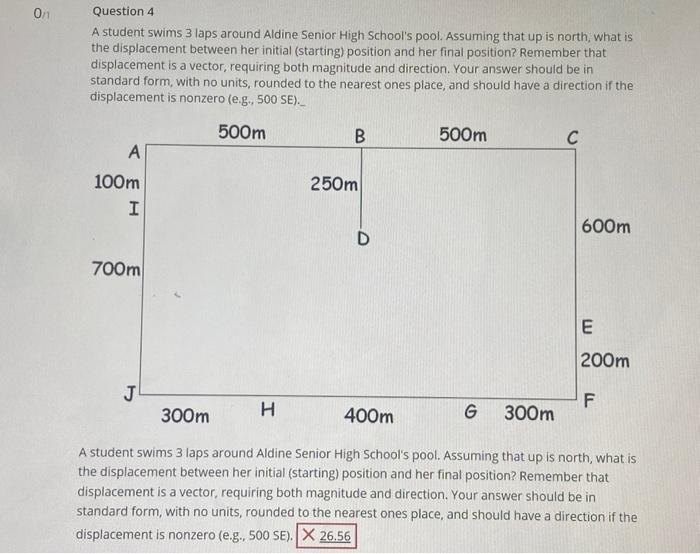 Solved Assuming that up is north, what is the displacement | Chegg.com