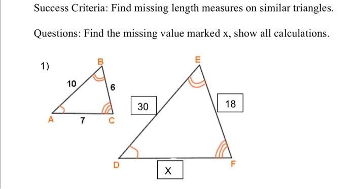 Solved Success Criteria: Find missing length measures on | Chegg.com