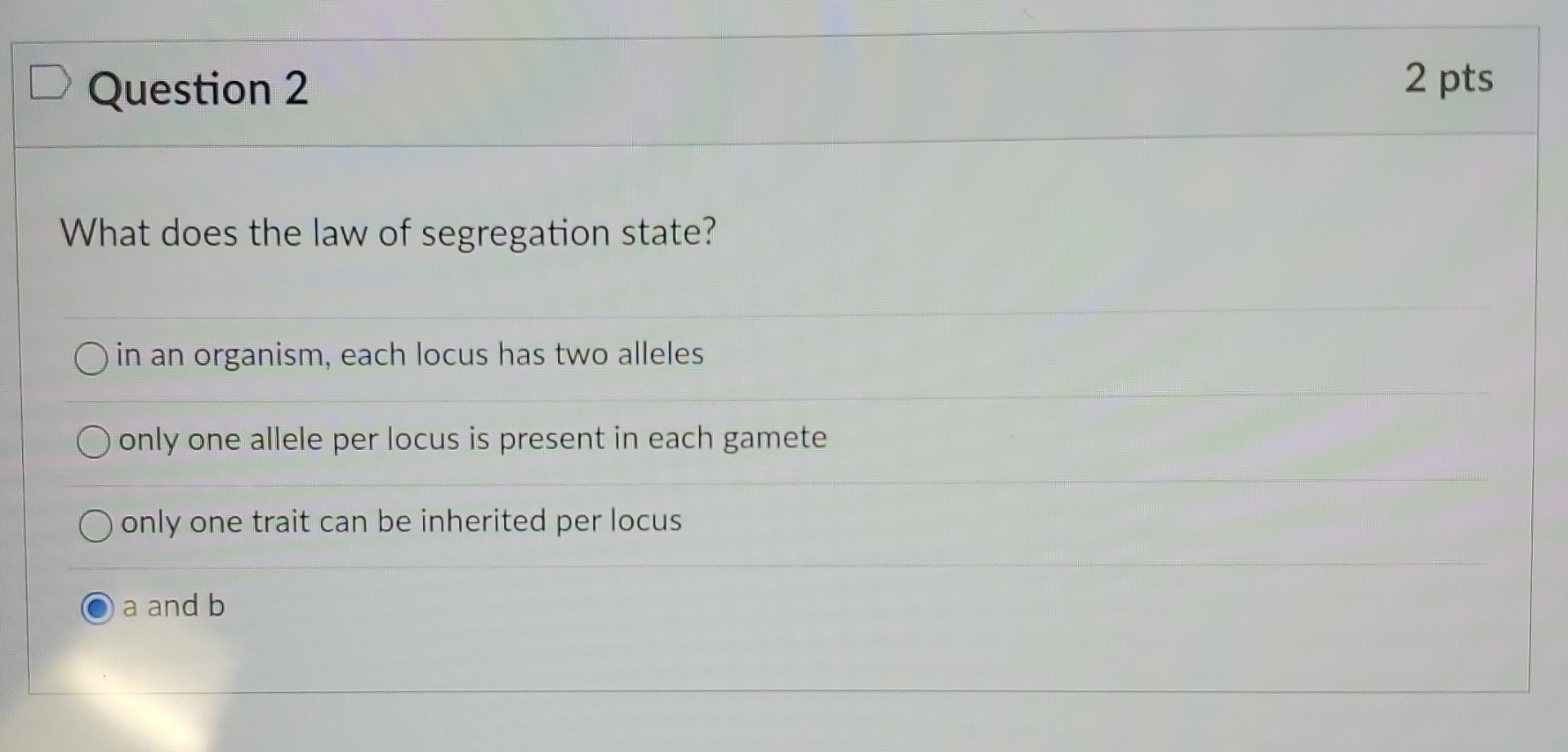 Solved Question 22 ﻿ptsWhat does the law of segregation | Chegg.com