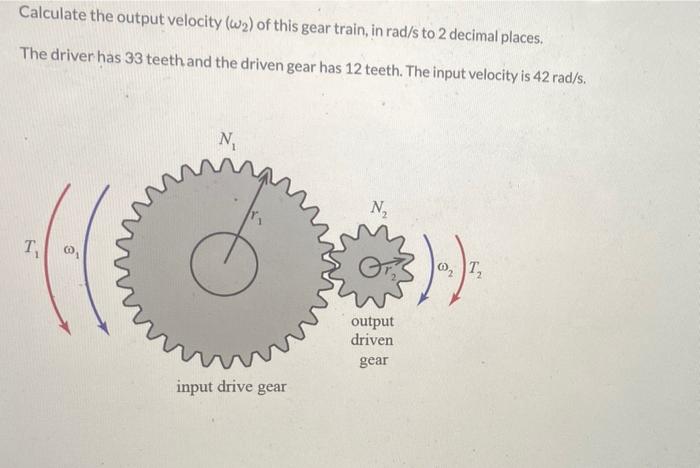 Solved Calculate the output velocity (w2) of this gear | Chegg.com