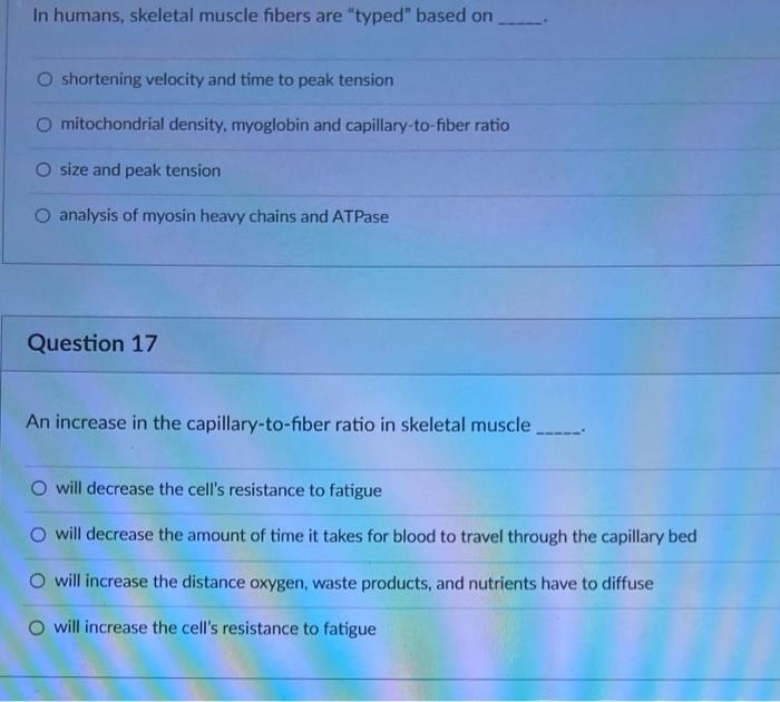 Solved In humans, skeletal muscle fibers are "typed based on | Chegg.com
