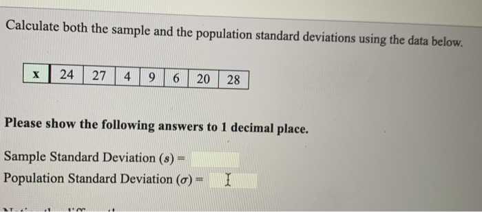 Solved Calculate both the sample and the population standard | Chegg.com