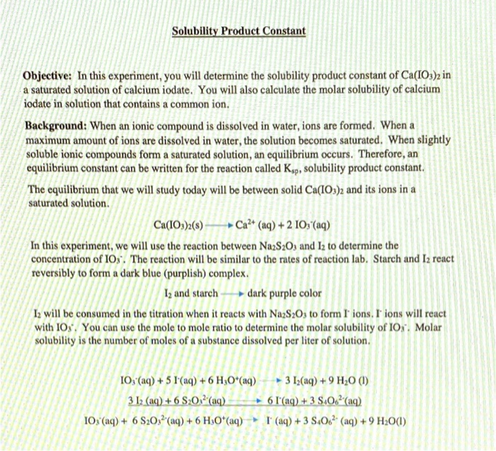 solubility product constant experiment