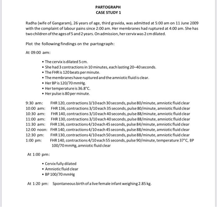 partograph case study with answers