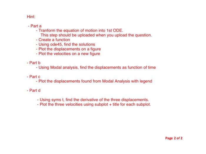 QUESTIONI The three-degree of freedom system shown in | Chegg.com