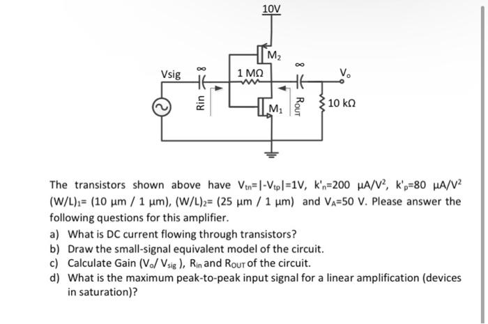 Solved The Transistors Shown Above Have Vtn∣−vtp∣1 0965