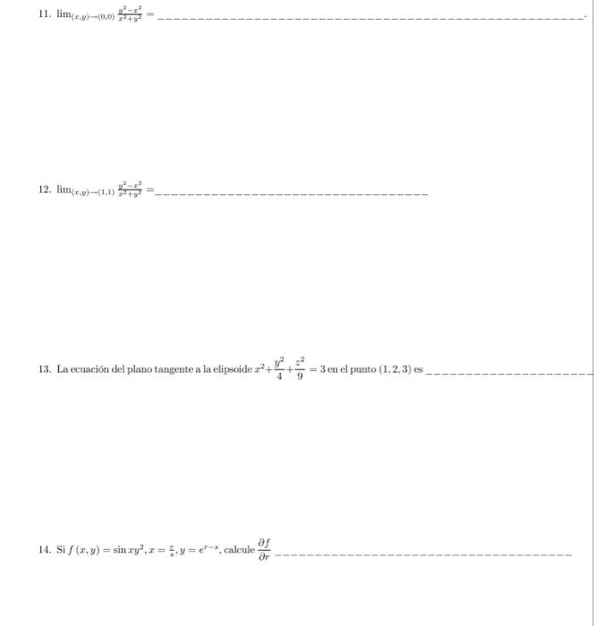 13. La ecuación del plano tangente a la elipsoide \( x^{2}+\frac{y^{2}}{4}+\frac{z^{2}}{9}=3 \) en el punto \( (1,2,3) \) es