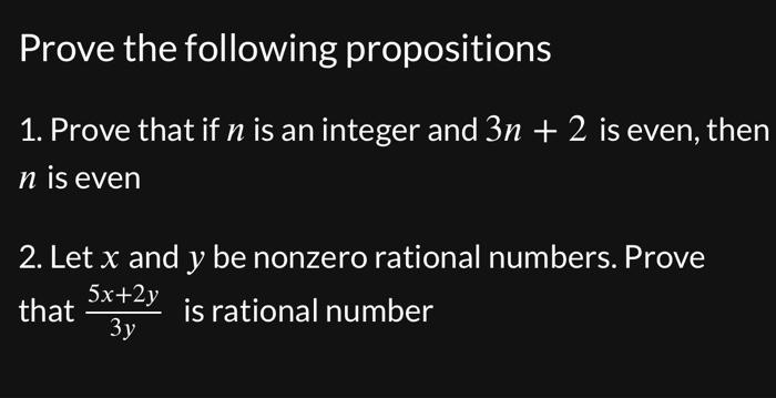 Solved Prove the following propositions 1. Prove that if n | Chegg.com