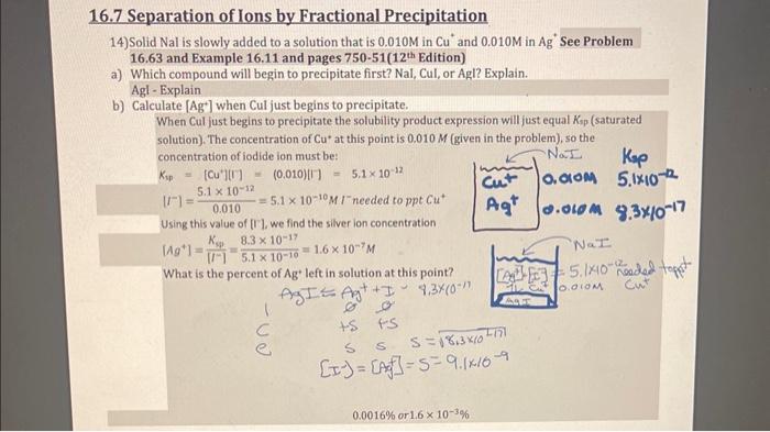 Solved Separation of Ions by Fractional Precipitation Solid