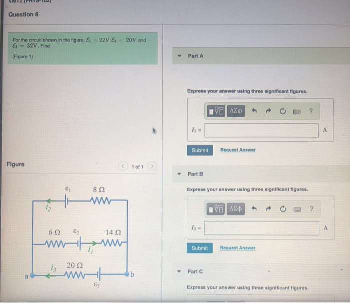 Solved Question 6 For the circuit shown in the figure, E1 E; | Chegg.com
