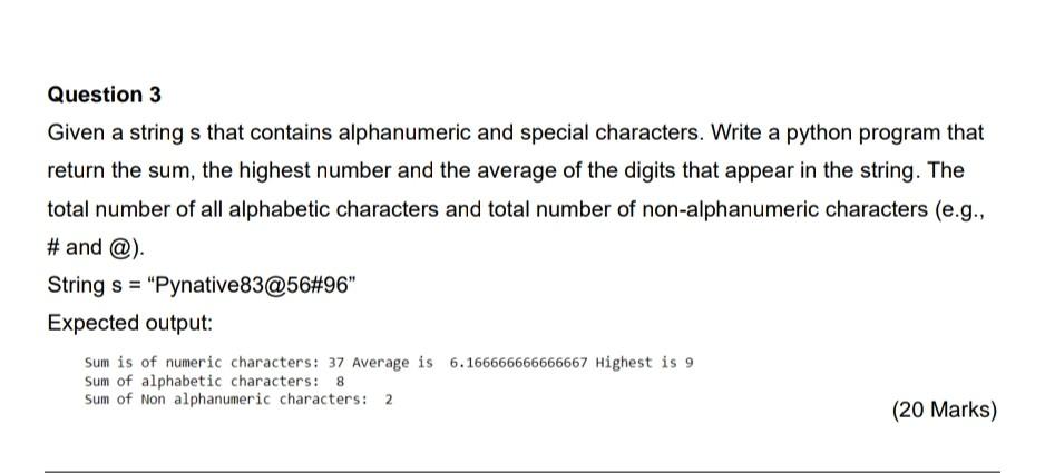 Solved Question 3 Given a string s that contains | Chegg.com