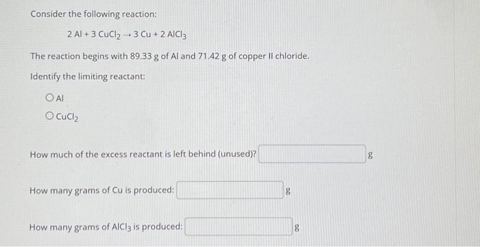 Solved Consider the following reaction: | Chegg.com
