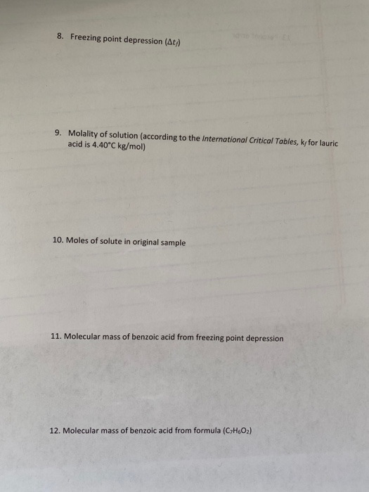 Solved A. Cooling Curves of Lauric Acid 1. Mass of Test Tube Chegg