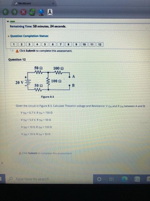 Solved Dlackboard A Remaining Time 58 Minutes 24 Second Chegg Com