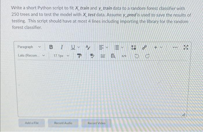 Solved Write a short Python script to fit X_train and | Chegg.com