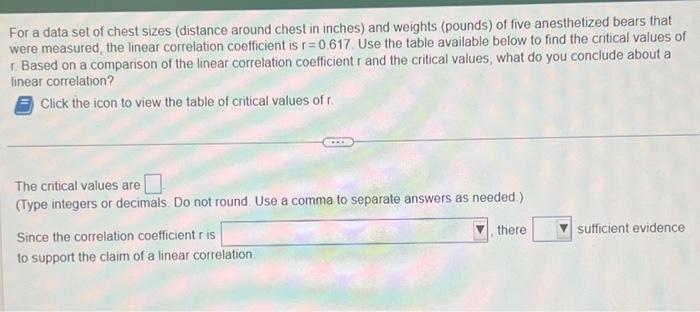 Solved For a data set of chest sizes (distance around chest | Chegg.com