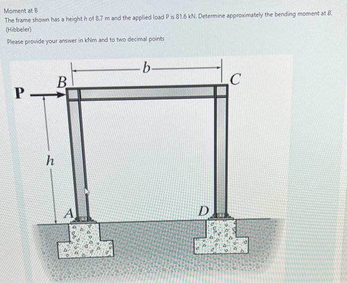 Solved Moment at B The frame shown has a height h of 8.7 m | Chegg.com