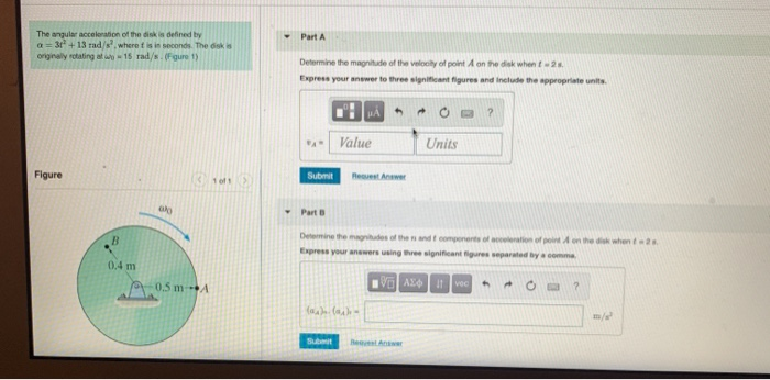 Solved Part A The angular acceleration of the disk is | Chegg.com