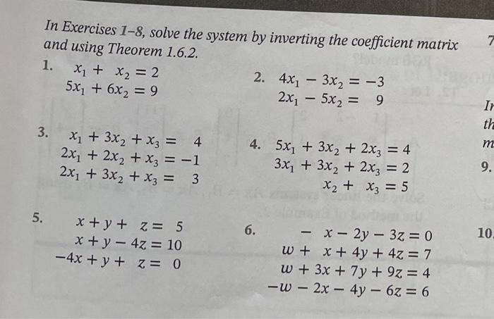 Solved In Exercises 1-8, Solve The System By Inverting The | Chegg.com