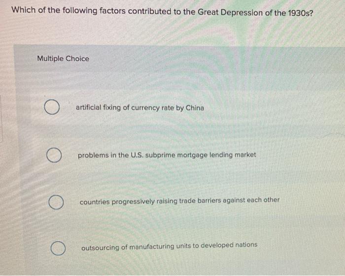 What Three Factors Contributed To The Great Depression