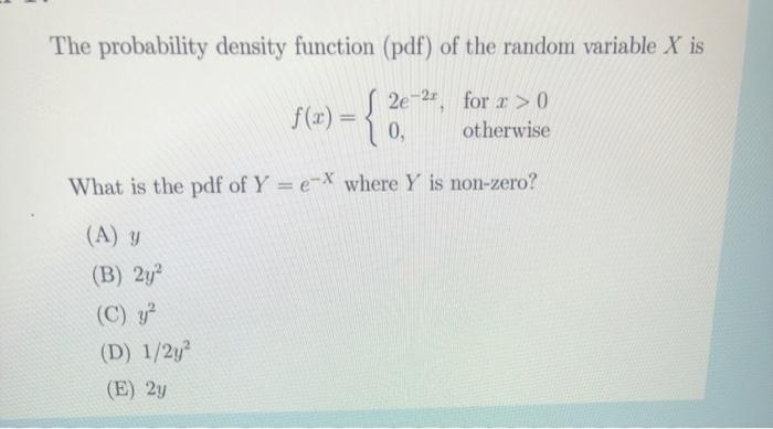 Solved The Probability Density Function (pdf) Of The Random | Chegg.com